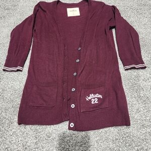 Hollister Women's Burgundy Cardigan Sweater Y2K Size Small